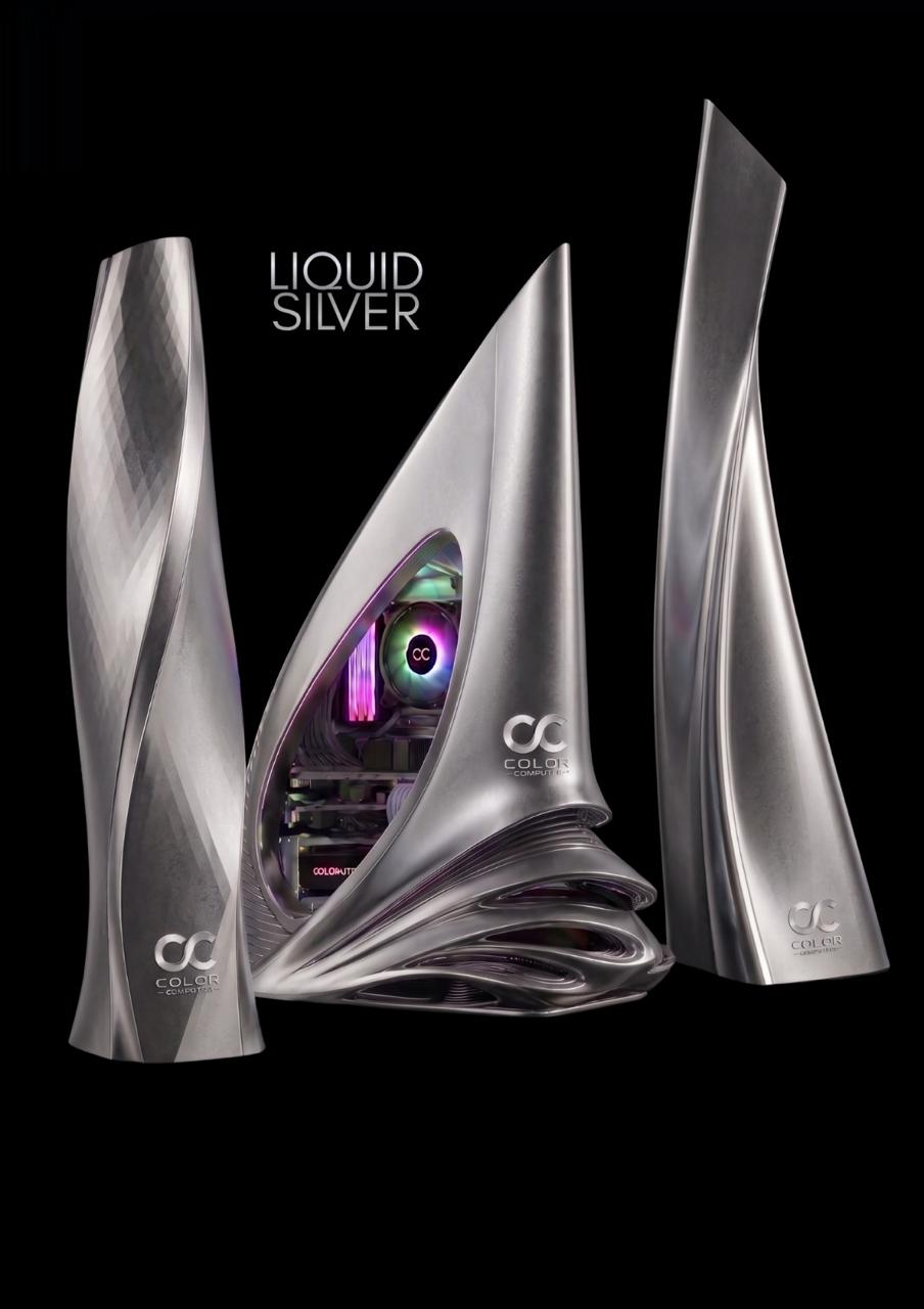 Color Computer Liquid Silver em três ângulos